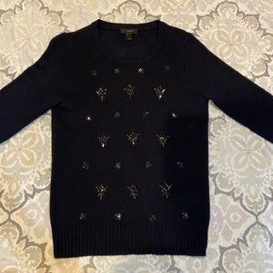 J. Crew Embellished Navy Sweater Size Small